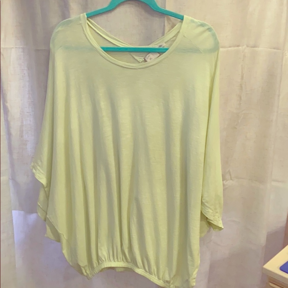 Anthropologie Pale lime green boho tee